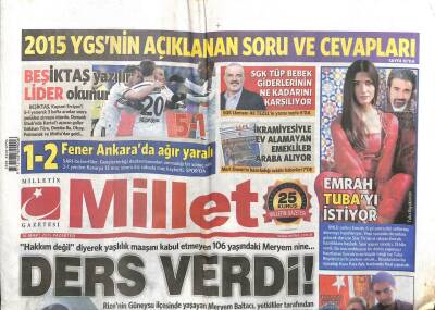 Millet Gazetesi 16 Mart 2015 - Emrah Tubayı İstiyor, Tatlıses Muamması GZ104948 - 1