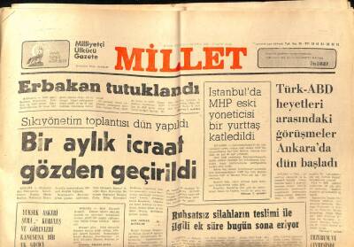 Millet Gazetesi 17 Ekim 1980 - Necmettin Erbakan Tutuklandı GZ89562 - 1