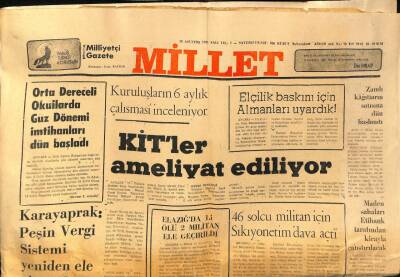 Millet Gazetesi 18 Ağustos 1981 - 46 Solcu Militan İçin Sıkıyönetim Dava Açtı GZ89520 - 1