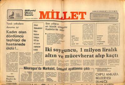 Millet Gazetesi 19 Ekim 1977 - İki Soyguncu 1 Milyon Liralık Altın Ve Mücevherat Alıp Kaçtı GZ89727 - 1