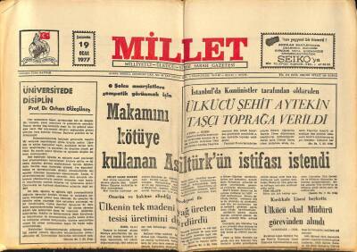 Millet Gazetesi 19 Ocak 1977 - Anadolu Ajansında Grev Sona Erdi GZ87291 - 1