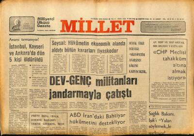 Millet Gazetesi 19 Ocak 1979 - Türk - Abd Görüşmeleri Başladı,Üslerin Statüsü Kesinlik Kazanacak GZ89515 - 1