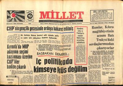 Millet Gazetesi 19 Temmuz 1975 - Menderes, Zorlu Ve Polatkanın Naaşları Nakkaştepe Mezarlığına Nakledilecek GZ89735 - 1