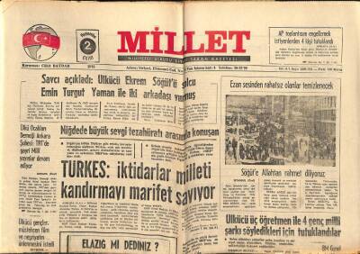 Millet Gazetesi 2 Ekim 1975 - Ülkücü 3 Öğretmen İle 4 Genç Milli Şarkı Söyledikleri İçin Tutuklandılar GZ66369 - 2