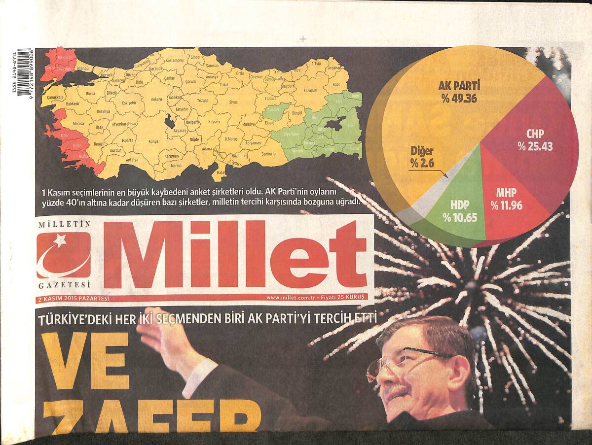 Millet Gazetesi 2 Kasım 2015 - Zafer Ak Parti'nin - Somali'de Patlama : 16 Asker Öldü GZ160818 - 1