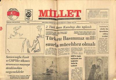 Millet Gazetesi 20 Aralık 1975 - Türkeş Basınımız Milli Şuurla Mücehhez Olmalı GZ89588 - 1