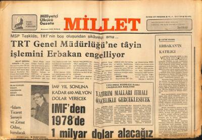 Millet Gazetesi 20 Ekim 1977 - TRT Genel Müdürlüğüne Tayin İşlemini Erbakan Engelliyor GZ89725 - 1