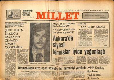 Millet Gazetesi 21 Aralık 1977 - Ülkücü Şehit Levent Baykal GZ89684 - 1