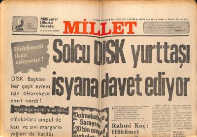 Millet Gazetesi 21 Kasım 1978 - Solcu Disk Yurttaşı İsyana Davet Ediyor GZ66389 - 2