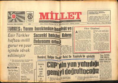 Millet Gazetesi 21 Temmuz 1975 - Ege Ordusu Barış İçin Göreve Başladı GZ89695 - 1
