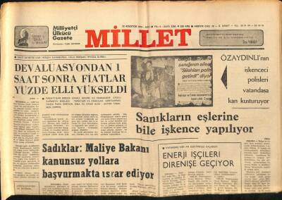 Millet Gazetesi 22 Ağustos 1978 - Komünistler 2 Cami Daha Bombaladı GZ89609 - 1