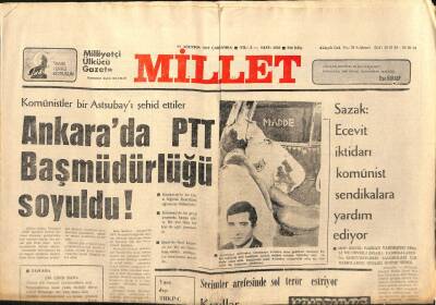 Millet Gazetesi 22 Ağustos 1979 - Ankarada PTT Başmüdürlüğü Soyuldu GZ89719 - 1