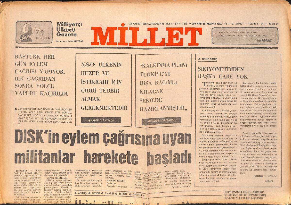 Millet Gazetesi 22 Kasım 1978 - Milli Futbol Takımımız Samsun'da Kampa Girdi GZ160259 - 1