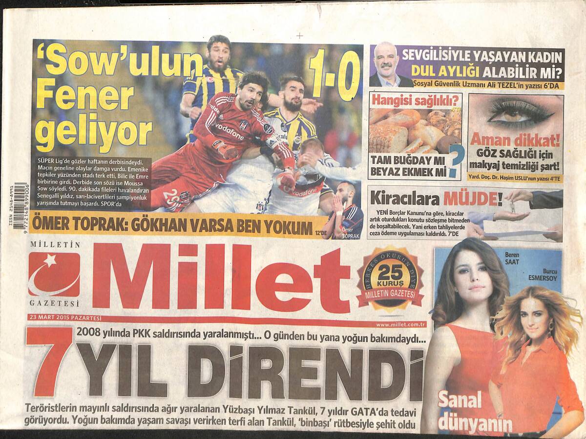Millet Gazetesi 23 Mart 2015 - Sanal Dünya'nın Sosyal Ünlüleri - Bülent Arınç Cumhurbaşkanı Erdoğan'ı Eleştirmesiyle Kriz Büyüdü! GZ136938 - 1