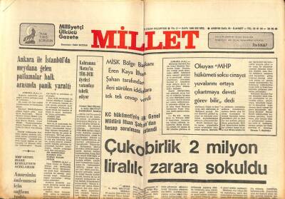 Millet Gazetesi 23 Ocak 1978 - Eskişehir Lisesinde Okuyan Ülkücü Öğrenciler Sudan Sebeplerle Okuldan Atılıyor GZ102666 - 1