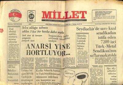 Millet Gazetesi 24 Aralık 1975 - Anarşi Yine Hortluyor GZ104163 - 1