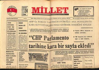 Millet Gazetesi 24 Eylül 1976 - CHP Parlemento Tarihine Kara Bir Sayfa Ekledi GZ89556 - 1