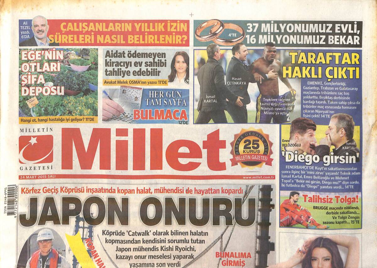 Millet Gazetesi 24 Mart 2015 - Ege'nin Otları Şifa Deposu - Sertaç Boztepe Kansere Yenildi GZ159826 - 1