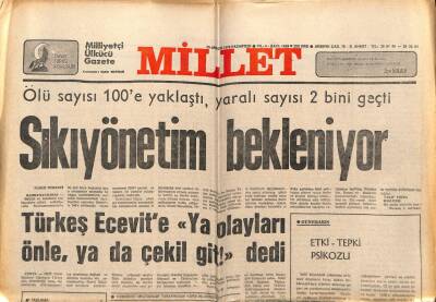 Millet Gazetesi 25 Aralık 1978 - Sıkıyönetim Bekleniyor GZ66386 - 1