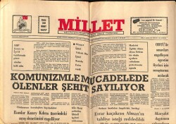 Millet Gazetesi 25 Mart 1977 - Komünizmle Mücadelede Ölenler Şehit Sayılıyor GZ72527 - 1