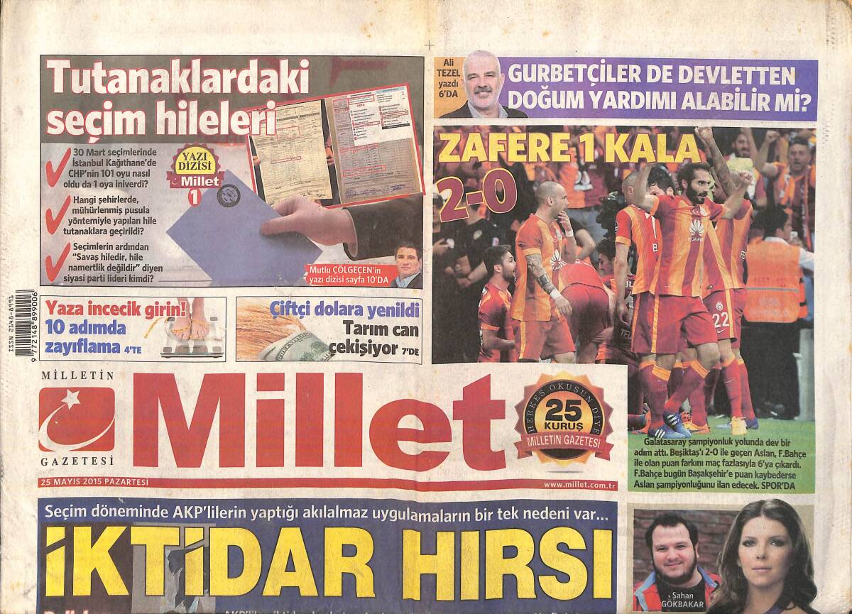 Millet Gazetesi 25 Mayıs 2015 Pazartesi - Serdar Ortaç ' Chloe Büyüyünce Çocuk Yapacağız ' - Oyunculukta İlk Heyecan ' Helin Avşar ' GZ159854 - 1