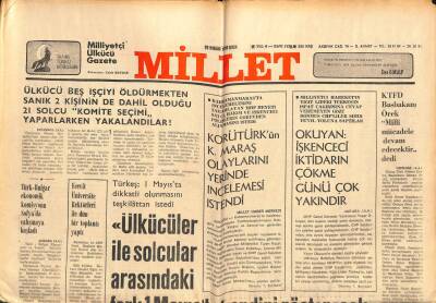Millet Gazetesi 25 Nisan 1978 - Korutürkün K.Maraş Olaylarını Yerinde İncelemesi İstendi GZ102668 - 1