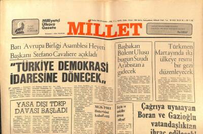 Millet Gazetesi 26 Şubat 1981 - Türkiye Demokrasi İdaresine Dönecek GZ66392 - 2