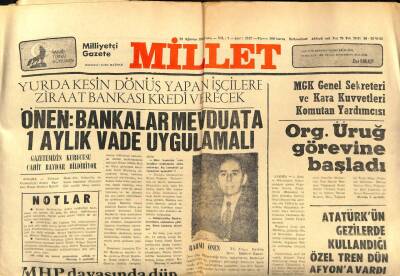 Millet Gazetesi 28 Ağustos 1981 - Yurda Kesin Dönüş Yapan İşçilere Ziraat Bankası Kredi Verecek GZ89528 - 1