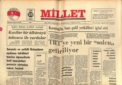 Millet Gazetesi 28 Kasım 1975 - Sol Kadro , Şişli SBYOda Atatürke Yer Vermiyor GZ91522 - 1