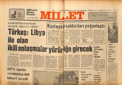 Millet Gazetesi 28 Kasım 1977 - Libya İle Olan Anlaşmalar Yürürlüğe Girecek GZ89777 - 1