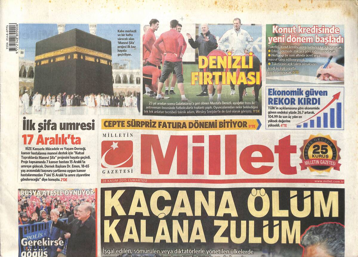 Millet Gazetesi 28 Kasım 2015 - Can Dündar: Hiçbir Meslek Suça Kılıf Değil! - Cumhurbaşkanı: Gerekirse Göğüs Göğüse! GZ136638 - 1
