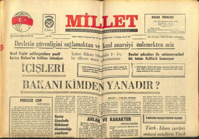 Millet Gazetesi 29 Ocak 1976 - Kızıl Faşist Saldırganlara Pasif Kalan Bakanın İstifası İsteniyor GZ104193 - 1