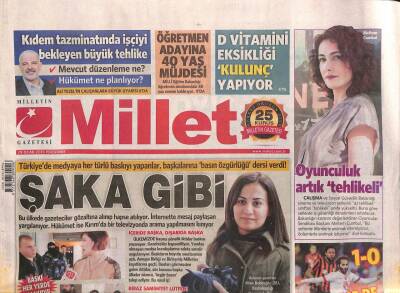 Millet Gazetesi 29 Ocak 2015 - Türkiyede Medyaya Her Türlü Baskıyı Yapanlar,Başkalarına Basın Özgürlüğü dersi Verdi ! GZ106109 - 1