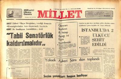 Millet Gazetesi 3 Ağustos 1979 - Tabii Senatörlük Kaldırılmalıdır GZ66474 - 1