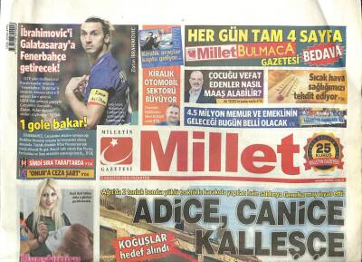 Millet Gazetesi 3 Ağustos 2015 - 4.5 Milyon Memur Ve Emeklinin Geleceği Bugün Belli Olacak GZ105512 - 1