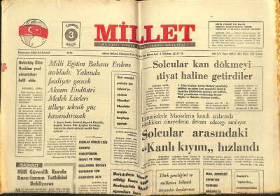Millet Gazetesi 3 Aralık 1975 - Solcular Arasında Kanlı Kıyım Hızlandı GZ104207 - 1