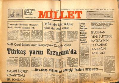 Millet Gazetesi 3 Aralık 1977 - Cihat Bilgehan Bütçe Katsayısını Açıkladı GZ89790 - 1