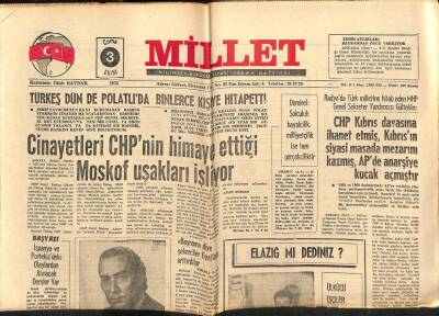 Millet Gazetesi 3 Ekim 1975 - Cinayetleri CHPnin Himaye Ettiği Moskof Uşakları İşliyor GZ66370 - 2