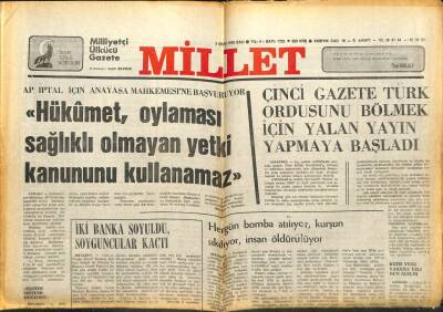 Millet Gazetesi 3 Ekim 1978 - APHükümet Oylaması Sağlıklı Olmayan Yetki Kanununu Kullanamaz GZ104186 - 1