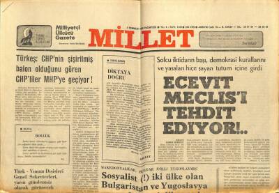Millet Gazetesi 3 Temmuz 1978 - Ecevit Meclisi Tehdit Ediyor GZ104187 - 1