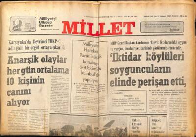 Millet Gazetesi 30 Ağustos 1979 - İktidar Köylüleri Soyguncuların Elinde Perişan Etti GZ89569 - 1