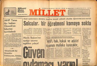 Millet Gazetesi 30 Aralık 1977 - Solcular Bir Öğretmeni Komaya Soktu GZ89685 - 1