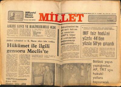 Millet Gazetesi 30 Aralık 1978 - IMF Faiz Haddini Yüzde 50ye Çıkardı GZ66383 - 2