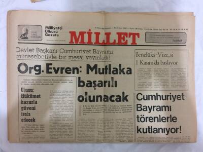 Millet Gazetesi 30 Ekim 1980 - Org. Evren Mutlaka Başarılı Olunacak GZ73046 - 1