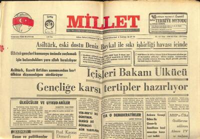 Millet Gazetesi 30 Ocak 1976 - Asiltürk Eski Dostu Deniz Baykal İle Sıkı İşbirliği Havası İçinde GZ104192 - 1