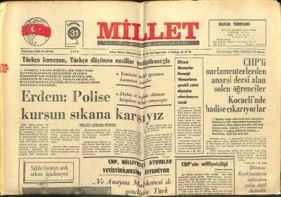 Millet Gazetesi 31 Ocak 1976 - Erdem Polise Kurşun Sıkana Karşıyız GZ104191 - 1