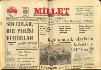 Millet Gazetesi 4 Aralık 1975 - Solcular Bir Polisi Vurdular GZ104206 - 1