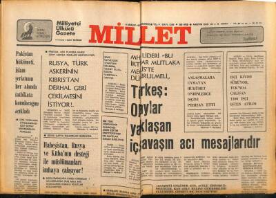 Millet Gazetesi 4 Aralık 1978 - Türkeş Olaylar Yaklaşan İç Savaşın Acı Mesajlarıdır GZ89744 - 1
