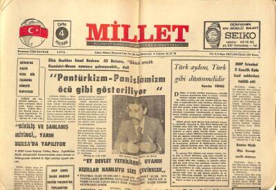 Millet Gazetesi 4 Haziran 1976 - Türkeş Türk Aydını, Türk Gibi Düşünmelidir GZ89660 - 1