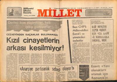 Millet Gazetesi 4 Kasım 1978 - Kızıl Cinayetlerin Ardı Kesilmiyor GZ89703 - 1